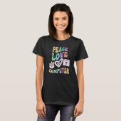 VRIEDE LIEFDE COMPUTER Retro technologie leraar Gr T-shirt (Voorkant volledig)