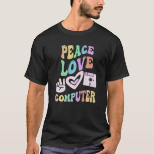 VRIEDE LIEFDE COMPUTER Retro Technologie Leraar Gr T-shirt