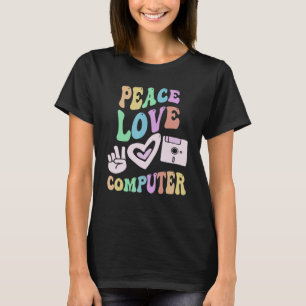 VRIEDE LIEFDE COMPUTER Retro Technologie Leraar Gr T-shirt