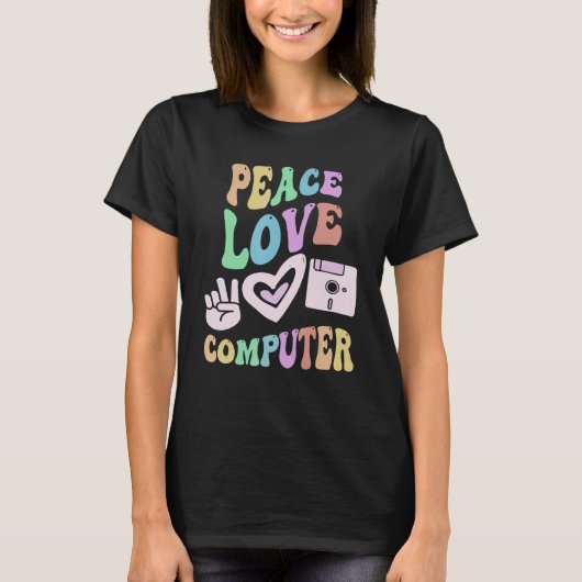 VRIEDE LIEFDE COMPUTER Retro Technologie Leraar Gr T-shirt (Voorkant)