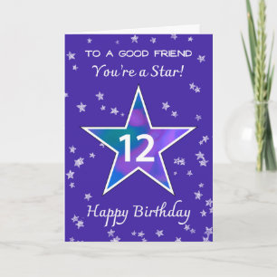 Vriend 12e Verjaardag Shining Star Vibrant Paarse Kaart