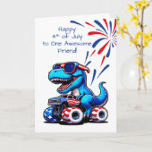 Vriend 4th of July Dinosaur T-Rex Riding Truck Kaart (Gele Bloem)