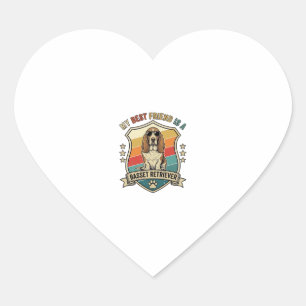 Vriend Basset Retriever Hond Zonnebril Retro Schil Hart Sticker