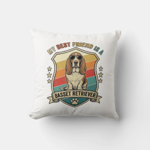 Vriend Basset Retriever Hond Zonnebril Retro Schil Kussen