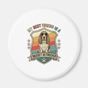 Vriend Basset Retriever Hond Zonnebril Retro Schil Magneet
