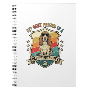 Vriend Basset Retriever Hond Zonnebril Retro Schil Notitieboek