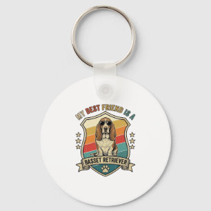 Vriend Basset Retriever Hond Zonnebril Retro Schil Sleutelhanger