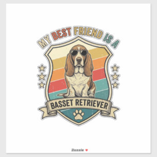 Vriend Basset Retriever Hond Zonnebril Retro Schil Sticker