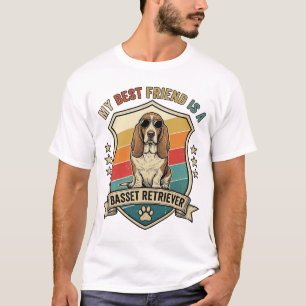 Vriend Basset Retriever Hond Zonnebril Retro Schil T-shirt