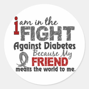 Vriend betekent wereld voor mij diabetes ronde sticker