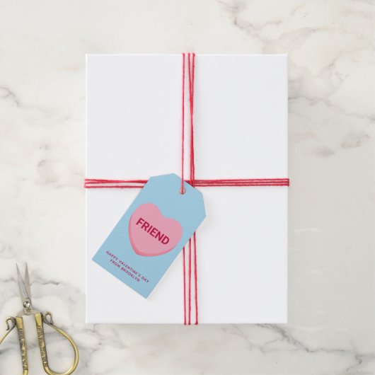 Vriend blauw roze gesprekshart Valentijns Cadeaulabel (Met Touw)