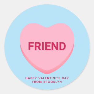 Vriend blauw roze gesprekshart Valentijns Ronde Sticker