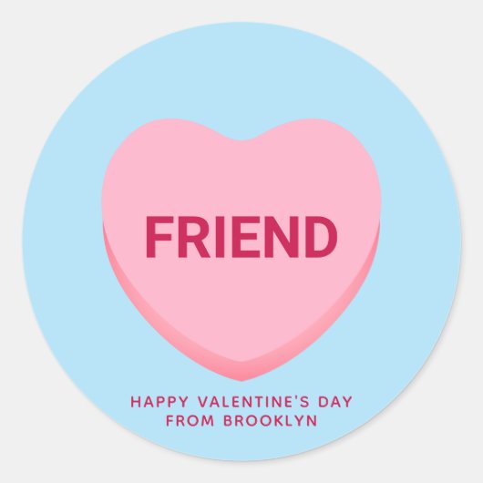 Vriend blauw roze gesprekshart Valentijns Ronde Sticker (Voorkant)