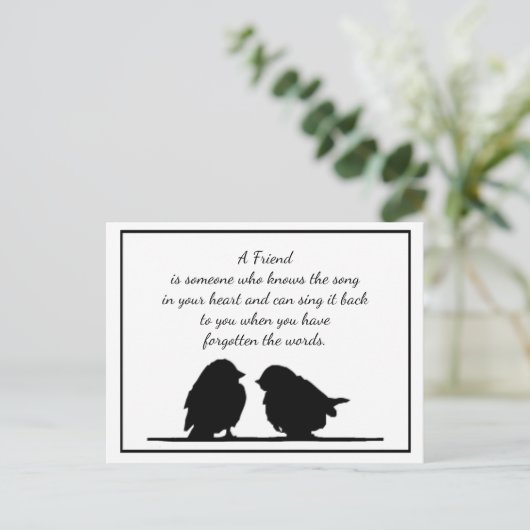 Vriend citaat Song in je hart en vogels Briefkaart (Staand voorkant)
