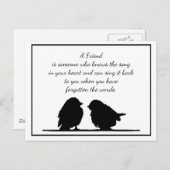 Vriend citaat Song in je hart en vogels Briefkaart (Voorkant / Achterkant)