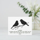 Vriend citaat Song in je hart en vogels Briefkaart (Staand voorkant)