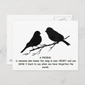 Vriend citaat Song in je hart en vogels Briefkaart (Voorkant / Achterkant)