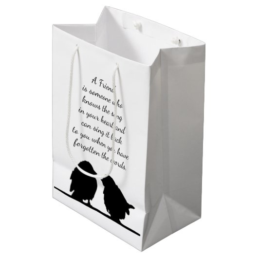 Vriend citaat Song in je hart en vogels Medium Cadeauzakje (Voorkant Gekanteld)