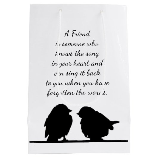 Vriend citaat Song in je hart en vogels Medium Cadeauzakje (Achterkant)