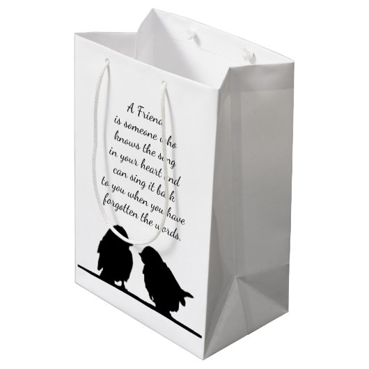 Vriend citaat Song in je hart en vogels Medium Cadeauzakje (Achterkant Gekanteld)