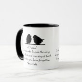 Vriend citaat Song in je hart en vogels Mok (Voorkant links)