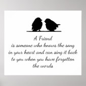 Vriend citaat Song in je hart en vogels Poster (Voorkant)