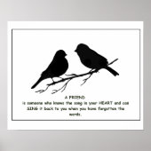 Vriend citaat Song in je hart en vogels Poster (Voorkant)
