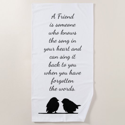 Vriend citaat Song in je hart en vogels Strandlaken (Voorkant)