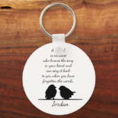 Vriend citaat Song in je hart en vogelstand Sleutelhanger (Voorkant)