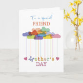 Vriend, Cute Moederdag Rainbow Clouds Hearts Kaart (Gele Bloem)