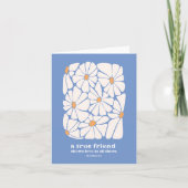 Vriend Dank u Daisy Blauw Schriftbijbelvers Kaart (Voorkant)