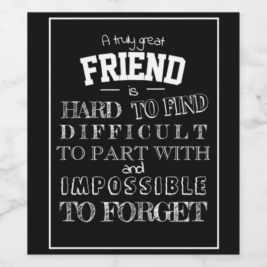 Vriend Dank u het manuscript van de Cadeaubon van Wijn Etiket (Enkel label)