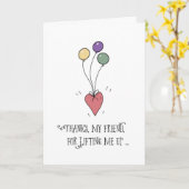 Vriend Dank voor Ondersteuning Ballonnen en Hart Z Kaart (Gele Bloem)