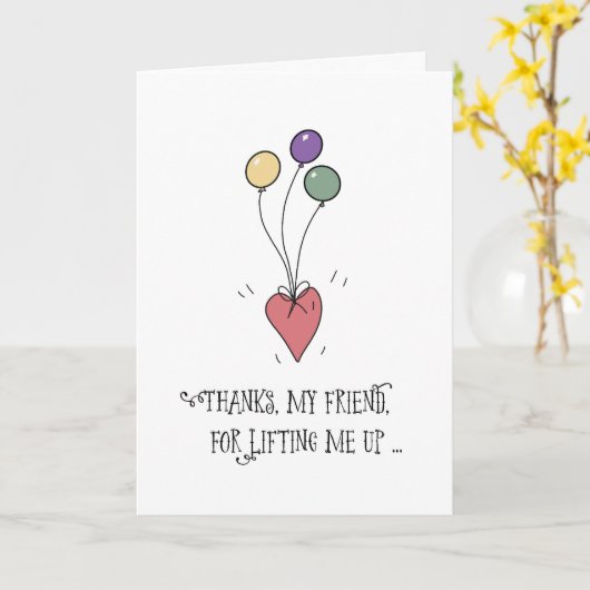 Vriend Dank voor Ondersteuning Ballonnen en Hart Z Kaart (Gele Bloem)