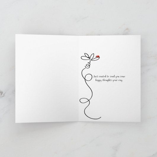 Vriend denkt aan je madeliefje met damesinsecten kaart (Binnen)