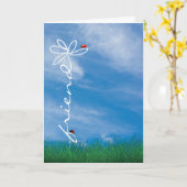 Vriend denkt aan je madeliefje met damesinsecten kaart (Gele Bloem)