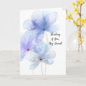 Vriend die aan je denkt Wispy Soft Blue Flowers Kaart (Gele Bloem)