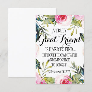 Vriend die Cadeauscript verlaat voor Friend-waarde Kaart