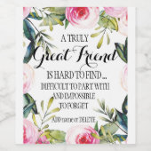 Vriend die Cadeauscript verlaat voor Friend-waarde Wijn Etiket (Enkel label)