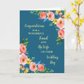 Vriend en vrouw trouwdag gefeliciteerd kaart (Gele Bloem)