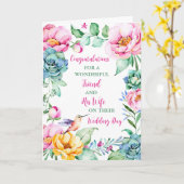 Vriend en zijn vrouw trouwdag gefeliciteerd kaart (Gele Bloem)