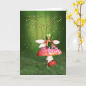 Vriend Fairy Verjaardag Kaart - Woodland Fairy Hap (Gele Bloem)