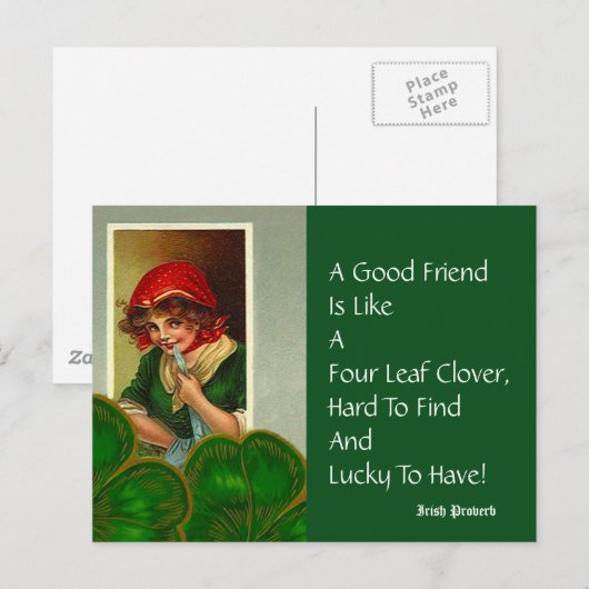 Vriend Four Leaf spreekwoord St Patricks Day Brief Briefkaart (Voorkant / Achterkant)