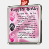 Vriend gedicht - 60e verjaardag metalen ornament (Links)