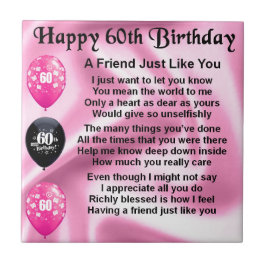 Vriend gedicht - 60e verjaardag tegeltje