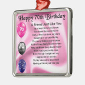 Vriend gedicht - 70e verjaardag metalen ornament (Links)