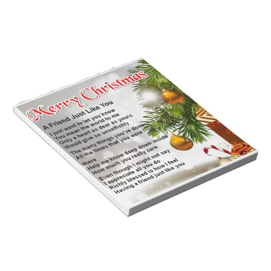 Vriend gedicht - kerstontwerp notitieblok (Schuin)