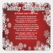 Vriend gedicht - kerstontwerp vierkante sticker (Voorkant)