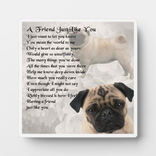 Vriend Gedicht Plaquette - Pug Hond Ontwerp Fotoplaat (Voorkant)