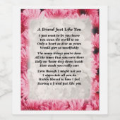 Vriend Gedicht Wijnfles Label - Roze Bloemen Wijn Etiket (Enkel label)
